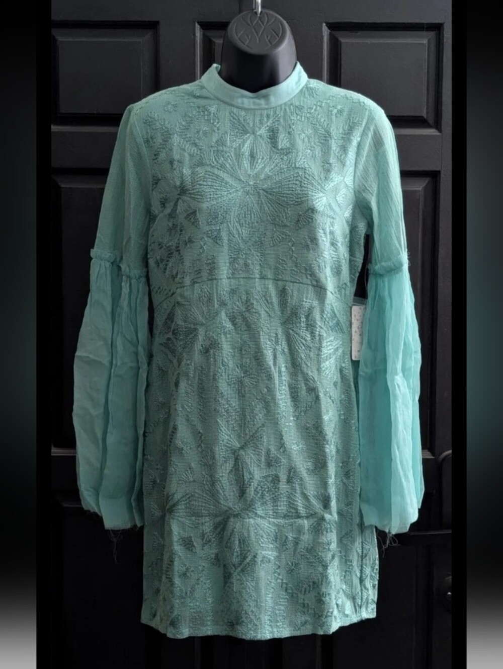 🆕 Women's FREE PEOPLE Mint Green Boho Formal Mini Dress